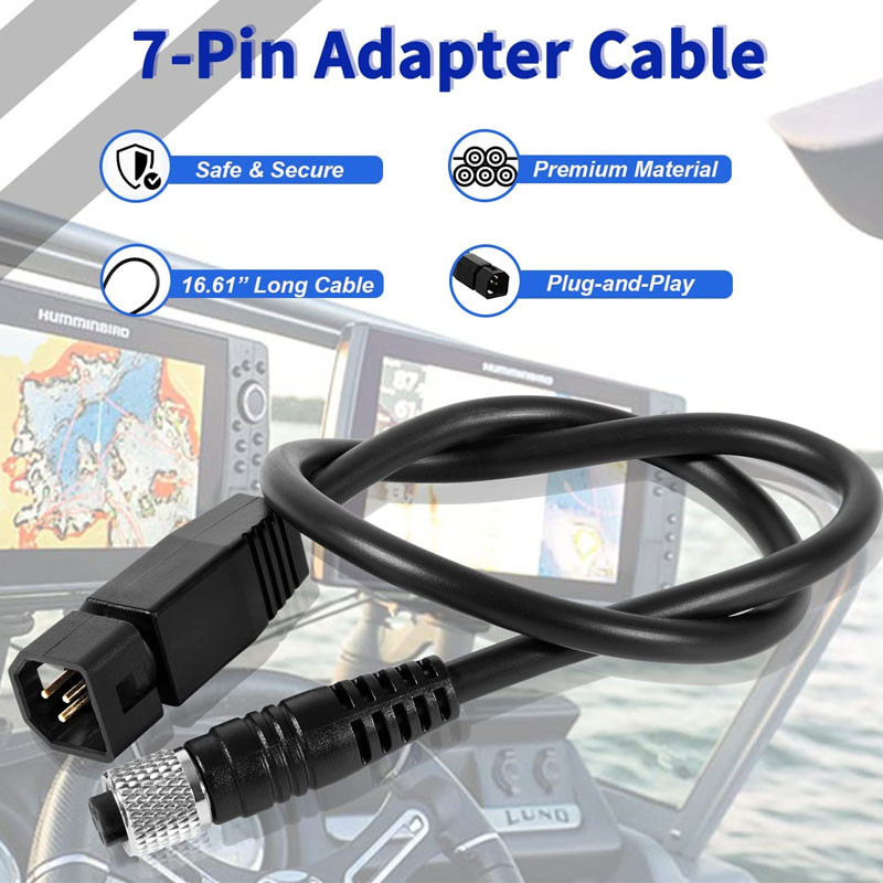 Fish Finder Cable - كابل محول سونار عالمي، أسود، لأجهزة