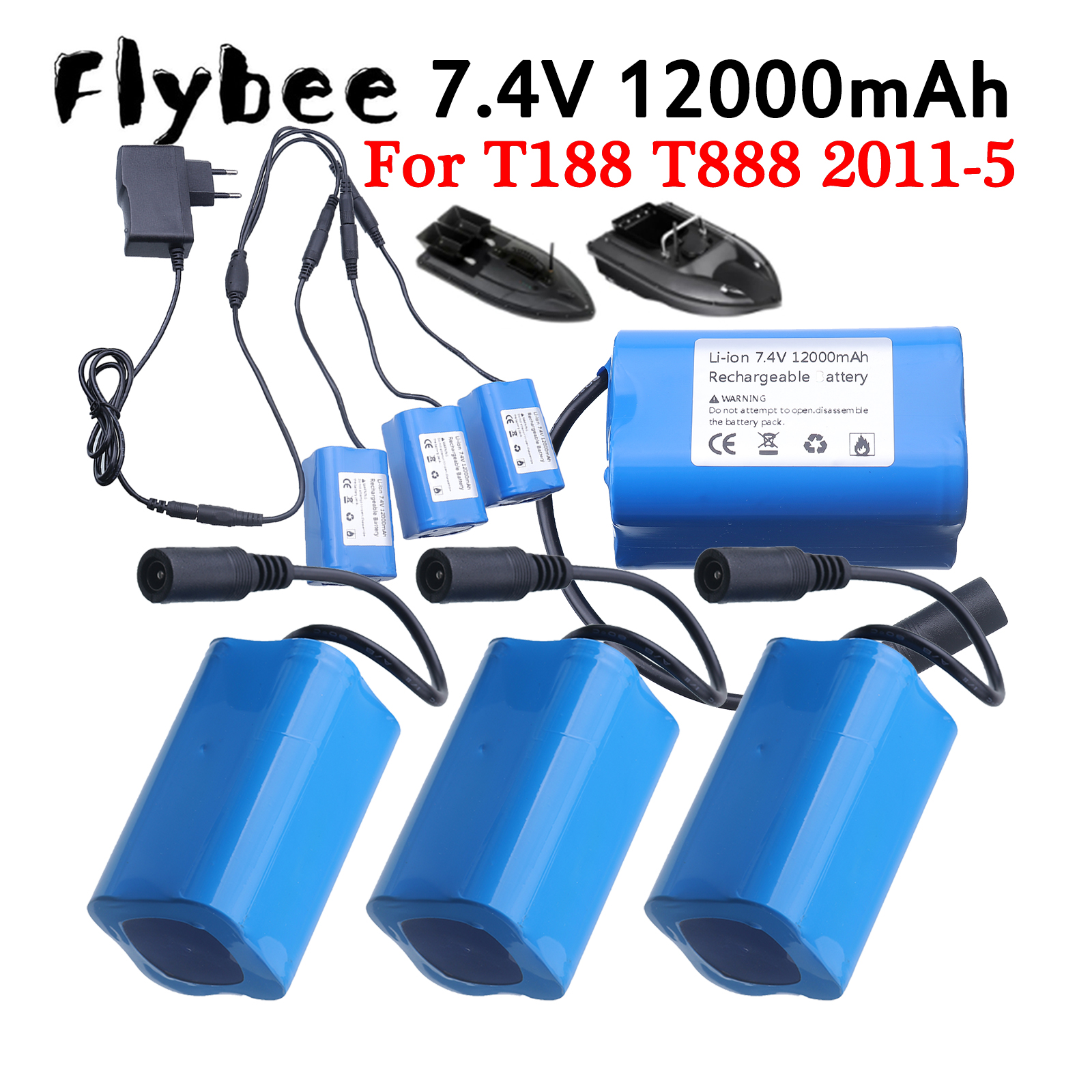 Fish Finder Battery - 7.4 فولت قابلة للشحن قارب الطعم