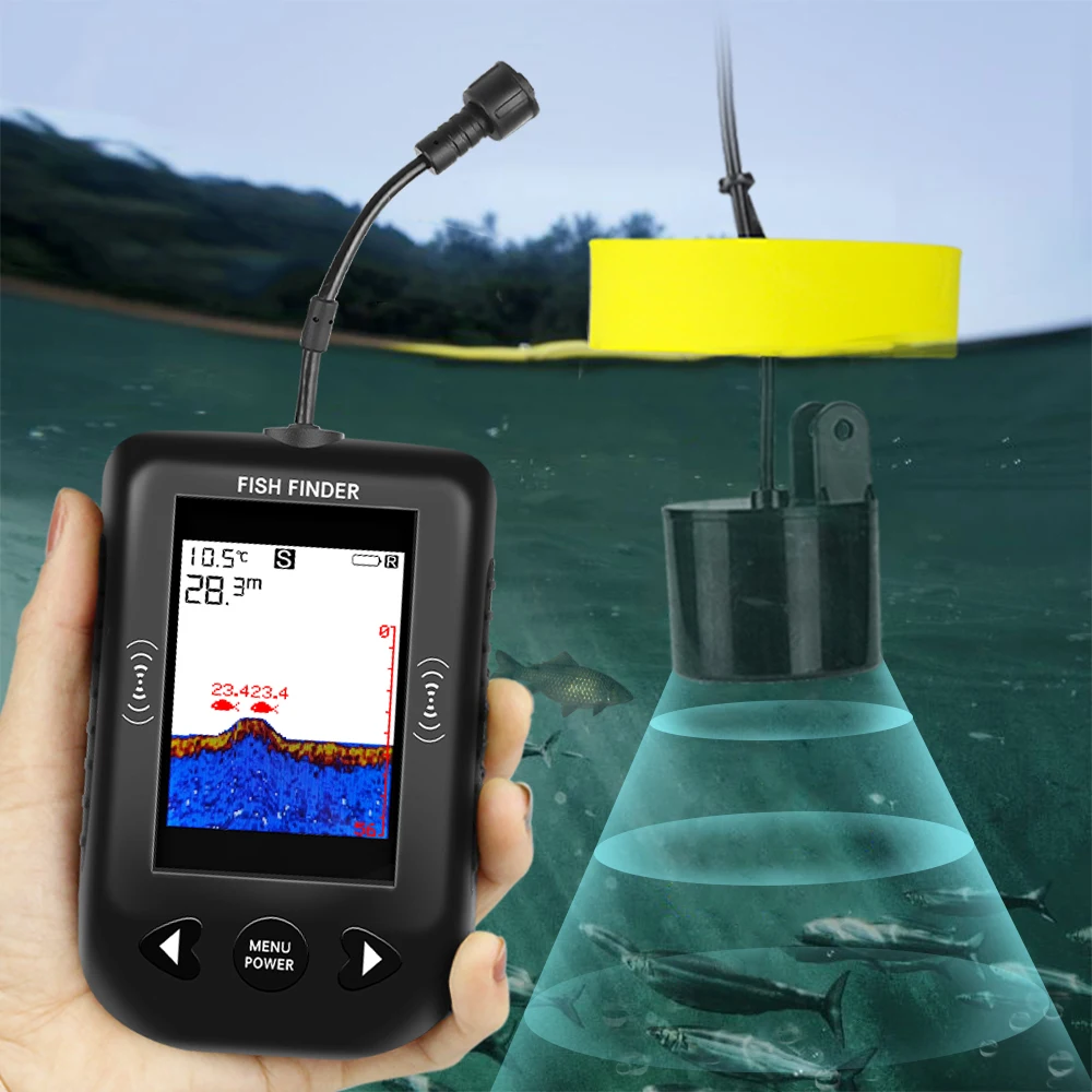 إنذار 100 متر المحمولة السونار - مراجعة Fish Finder Transducer وسعره