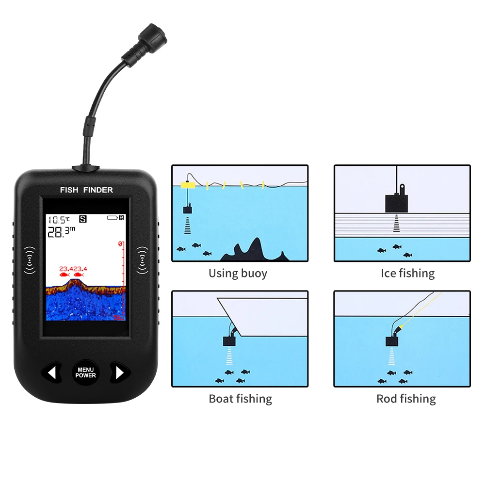 إنذار 100 متر المحمولة السونار - مراجعة Fish Finder Transducer وسعره