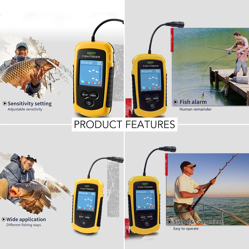 محظوظ LCD شاشة ملونة المحمولة  - مراجعة Fishing Depth Finder وسعره