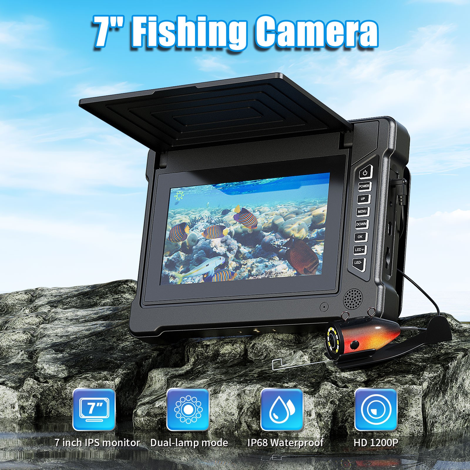 كاميرا صيد تحت الماء 7 بوصة بد - مراجعة Fish Finder Cable وسعره