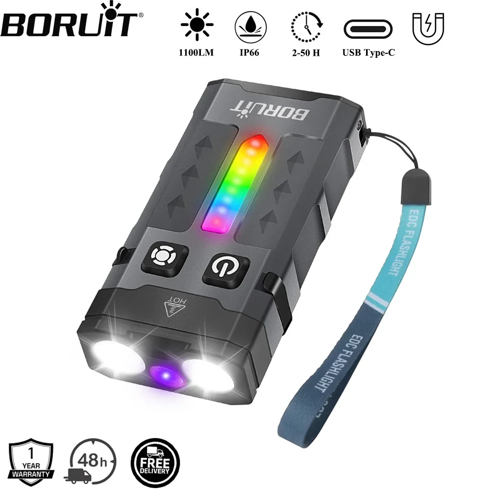 BORUiT EV20 1100LM EDC UV المف - مراجعة Fishing Light وسعره