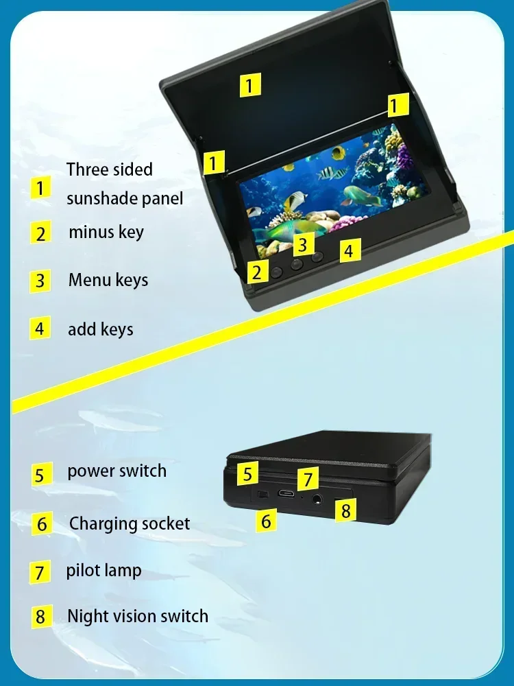 YS43A 4.3 بوصة كاشف الأسماك تح - مراجعة Fish Finder Battery وسعره