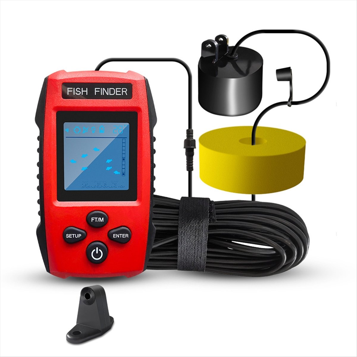 لون LCD صياد السمك السلكية محو - مراجعة Fish Finder Transducer وسعره
