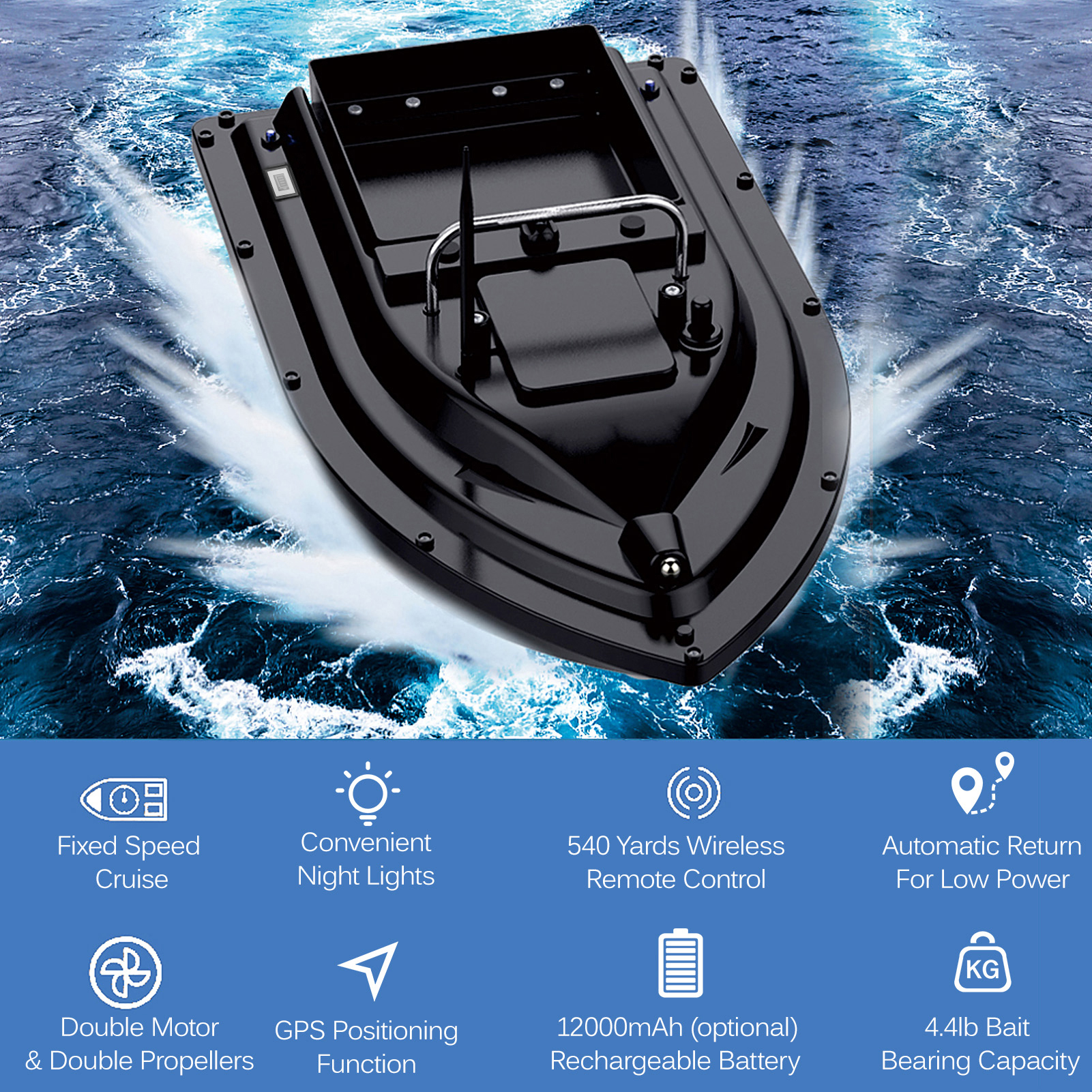 D16E GPS قارب طعم صيد مع حاوية - مراجعة Fishing Gps وسعره