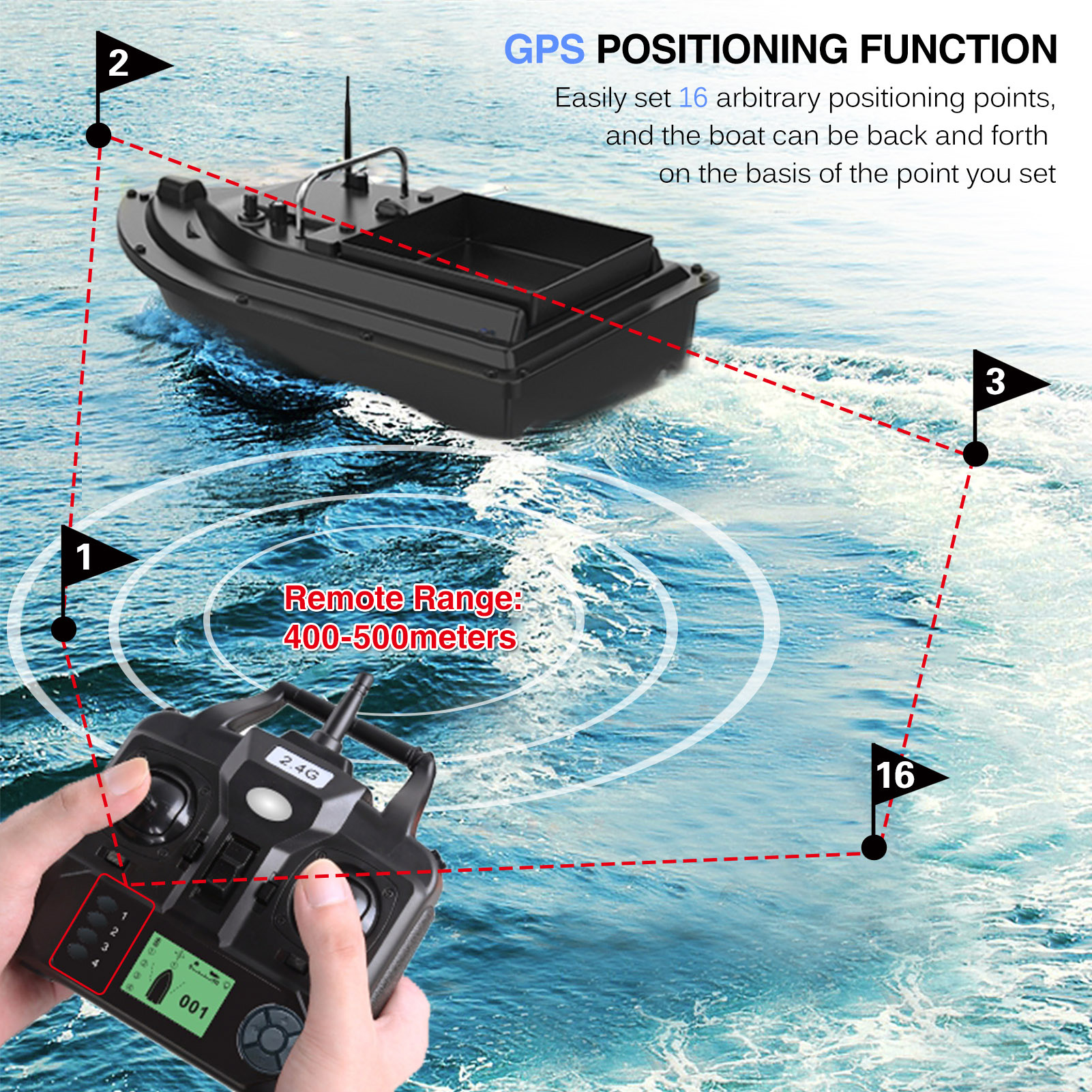 D16E GPS قارب طعم صيد مع حاوية - مراجعة Fishing Gps وسعره